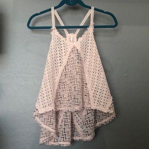 Free People Pink & Black knit tank top xs